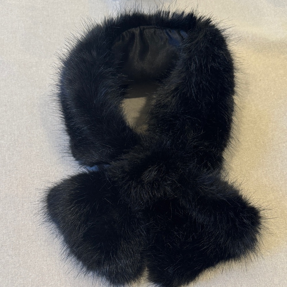 Topshop Black Faux Fur & Satin Accessory